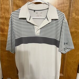 Under Armour Men's Gray and White Polo Shirt